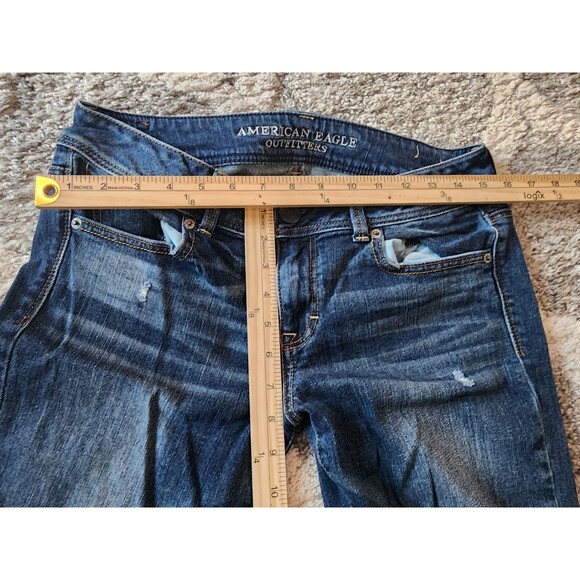 American Eagle Womens Kick Boot Stretch Bootcut Jeans Dark Wash Blue 10 - Picture 3 of 8